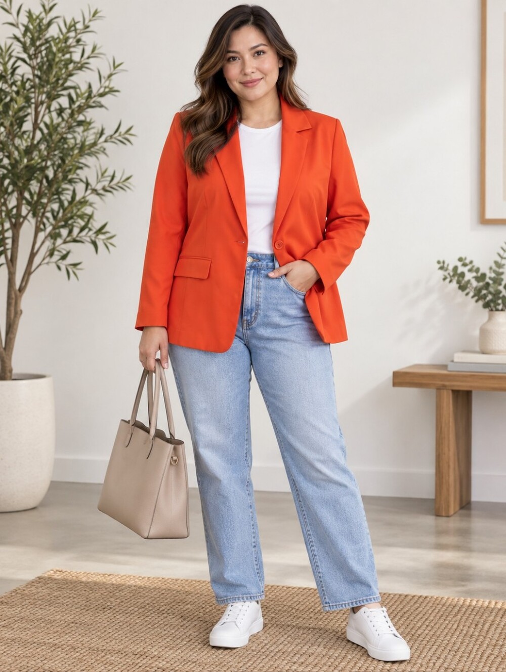Orange Classic Blazer Jacket Size XL Single Button Fully